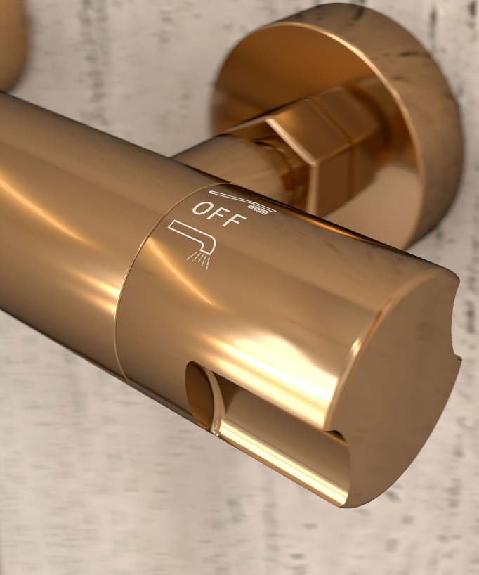 Wall-Mounted Thermostatic Shower Mixer - Rose Gold - Corbeau