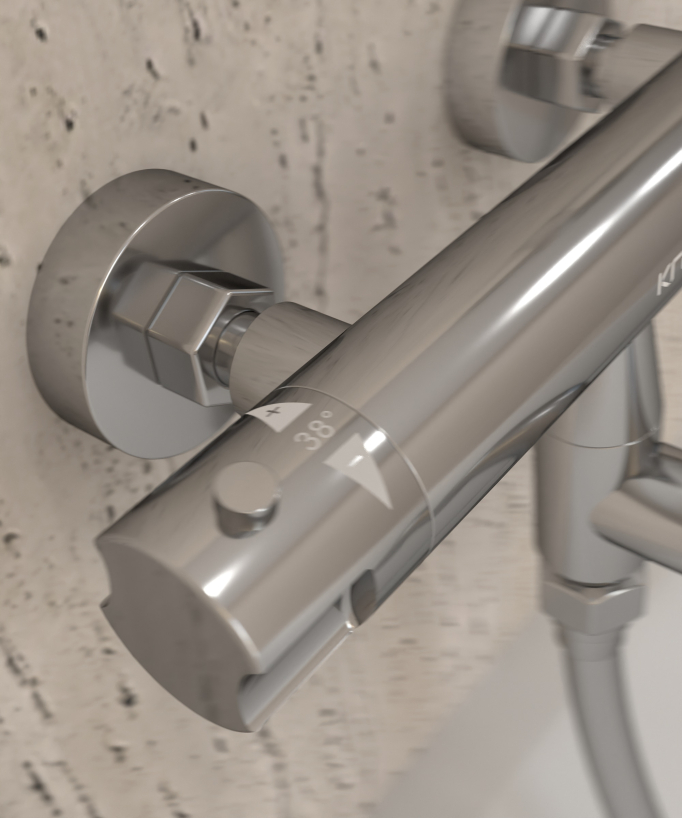 Wall-Mounted Thermostatic Bath Mixer - Chrome - Corbeau