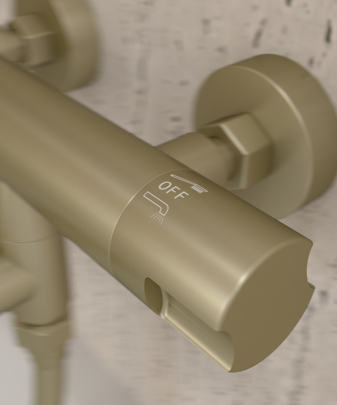 Wall-Mounted Thermostatic Bath Mixer - Brushed Gold - Corbeau