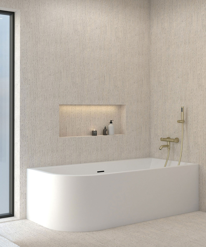 Wall-Mounted Thermostatic Bath Mixer - Brushed Gold - Corbeau