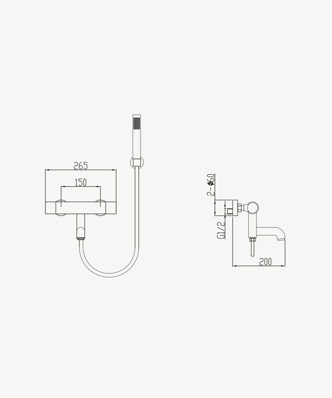 Wall-Mounted Thermostatic Bath Mixer - Black - Corbeau