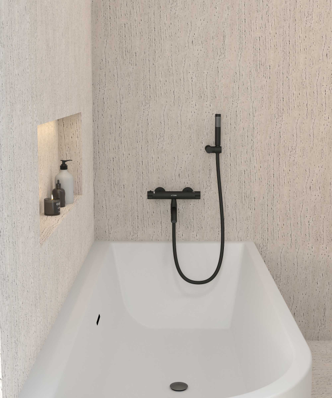 Wall-Mounted Thermostatic Bath Mixer - Black - Corbeau