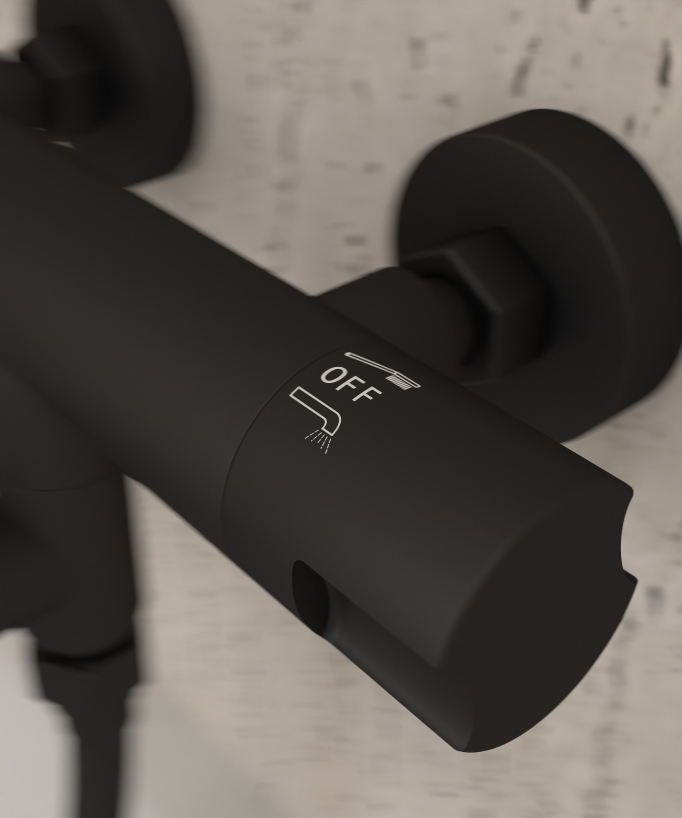 Wall-Mounted Thermostatic Bath Mixer - Black - Corbeau