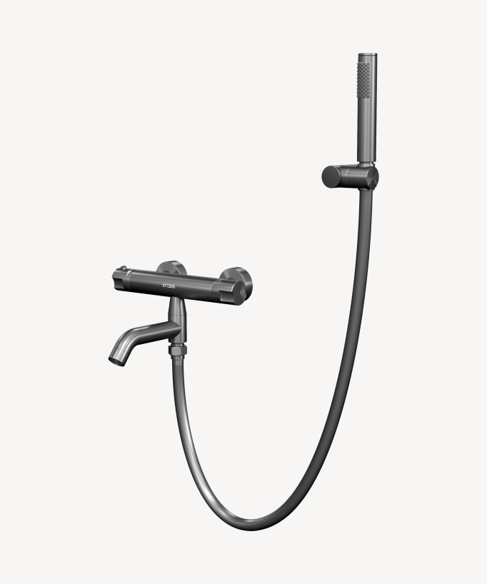Wall-Mounted Thermostatic Bath Mixer - Gunmetal - Corbeau