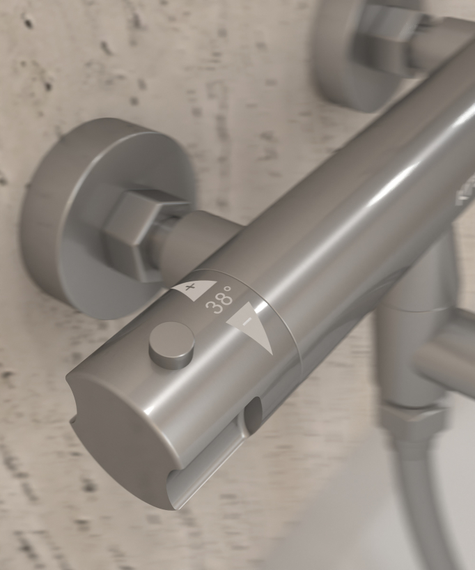 Wall-Mounted Thermostatic Bath Mixer - Brushed Nickel - Corbeau