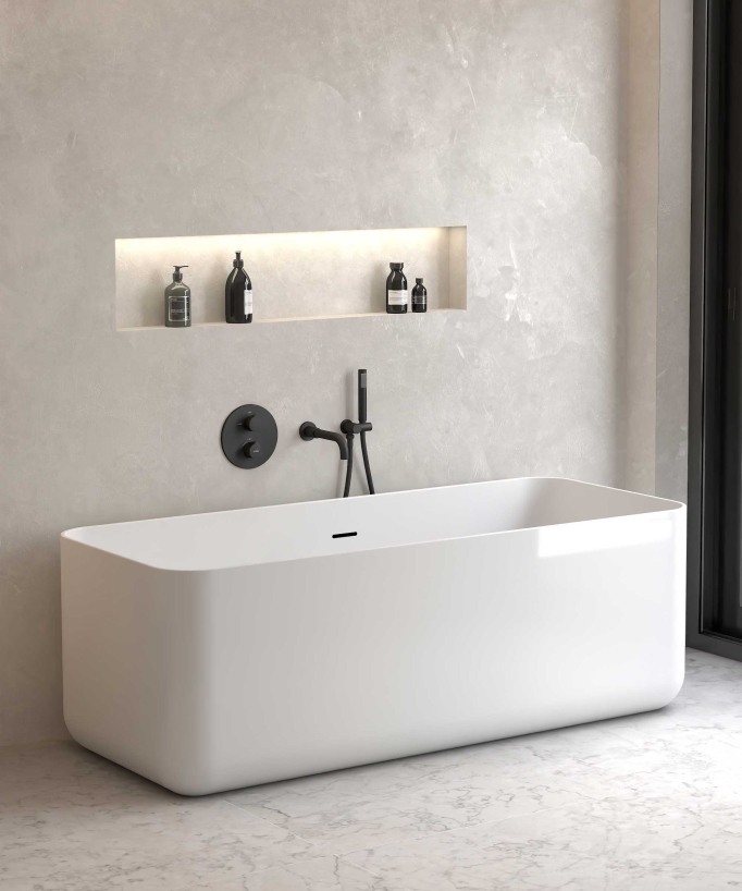 Concealed Thermostatic Bath Mixer - Black - Corbeau