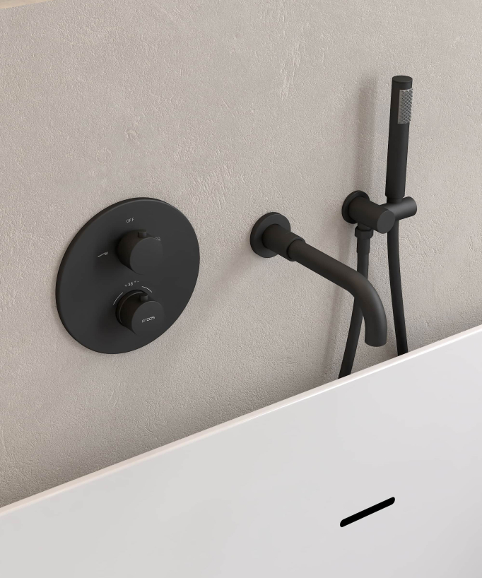 Concealed Thermostatic Bath Mixer - Black - Corbeau