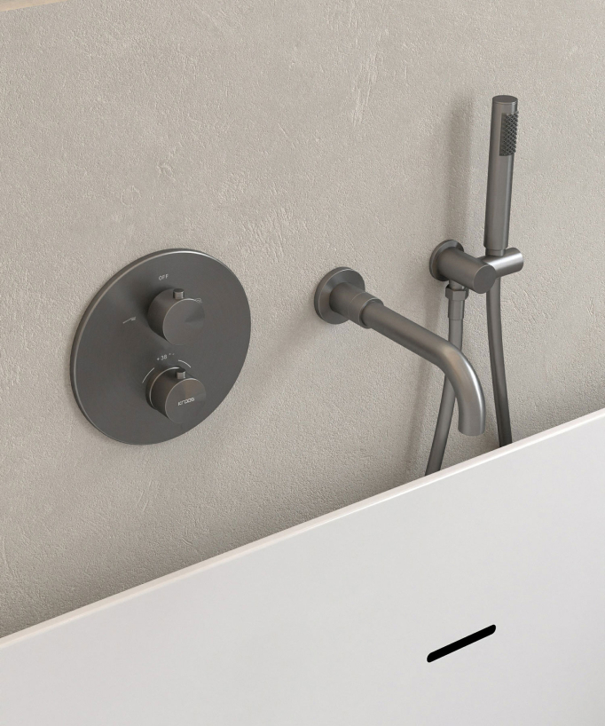 Concealed Thermostatic Bath Mixer - Gunmetal - Corbeau