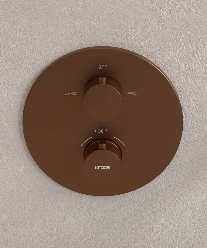 Concealed Thermostatic Bath Mixer - Brushed Rose Gold - Corbeau