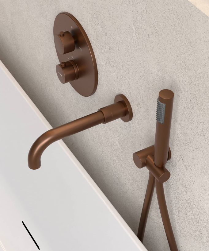 Concealed Thermostatic Bath Mixer - Brushed Rose Gold - Corbeau