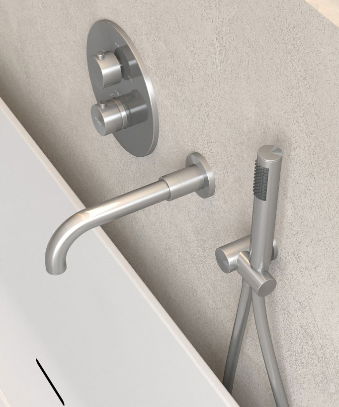 Concealed Thermostatic Bath Mixer - Brushed Nickel - Corbeau