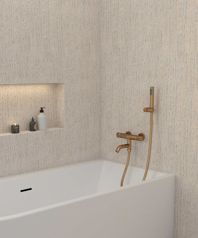 Wall-Mounted Thermostatic Bath Mixer - Rose Gold - Corbeau