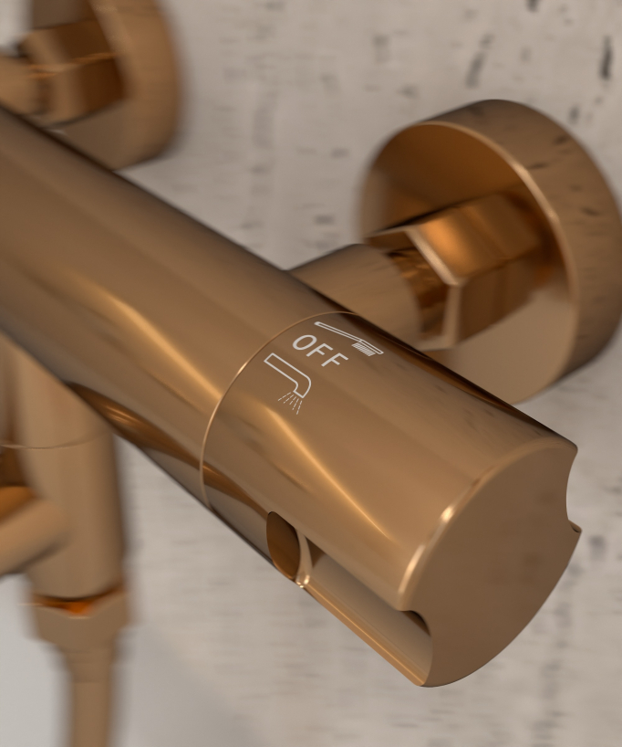Wall-Mounted Thermostatic Bath Mixer - Rose Gold - Corbeau