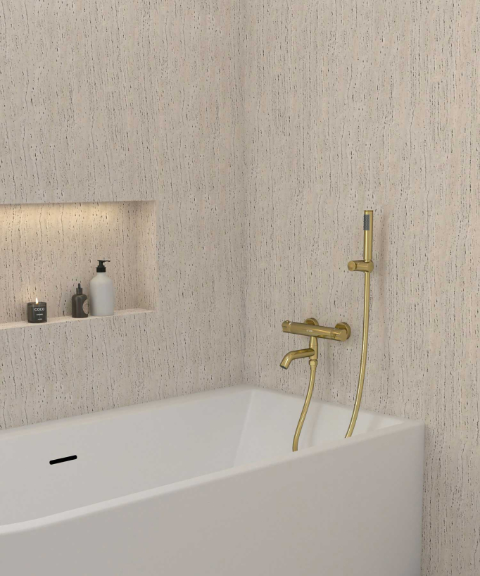 Wall-Mounted Thermostatic Bath Mixer - Gold - Corbeau