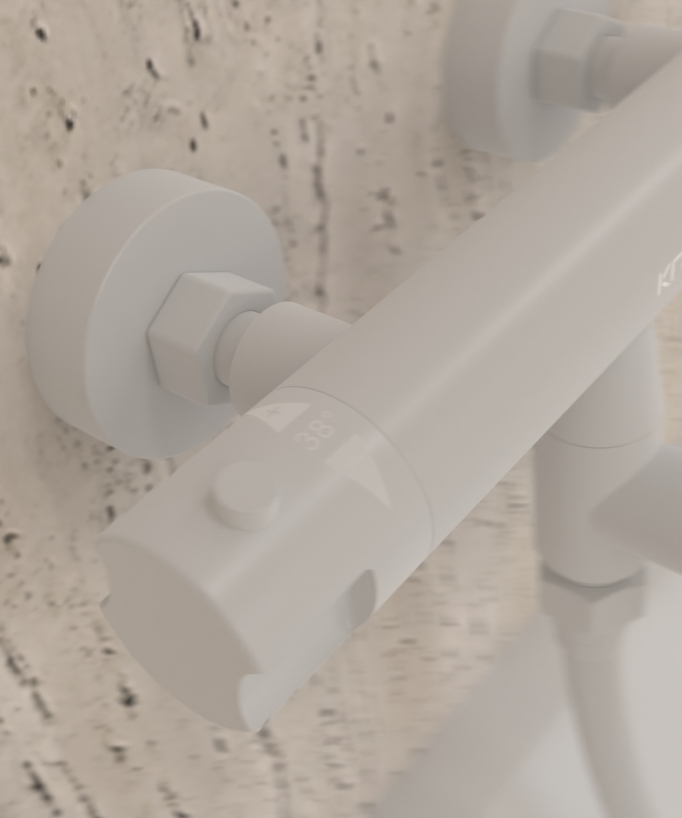 Wall-Mounted Thermostatic Bath Mixer - White - Corbeau