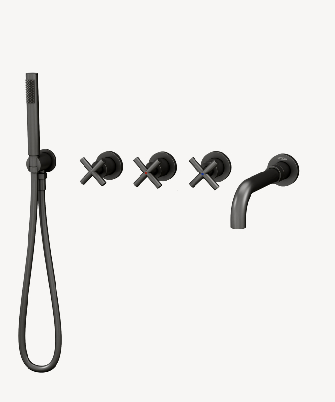 5-hole concealed bath mixer set gunmetal - Corbeau