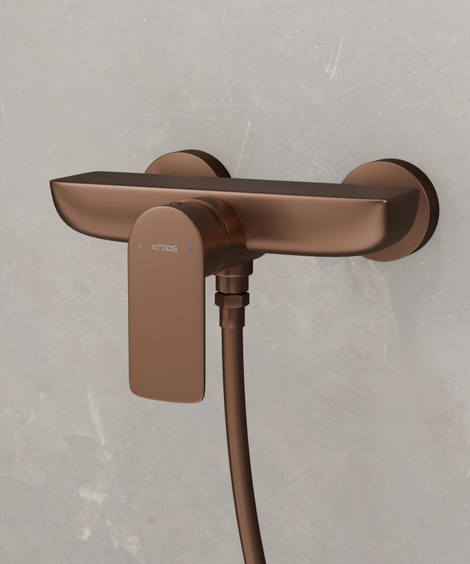 Wall-Mounted Shower Mixer - Brushed Rose Gold - Nunki