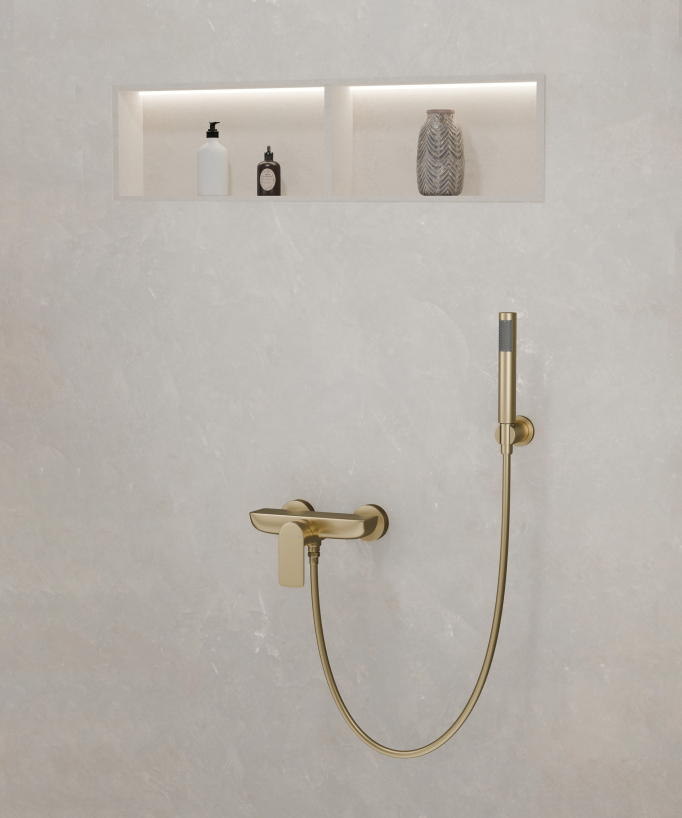 Wall-Mounted Shower Mixer - Brushed Gold - Nunki