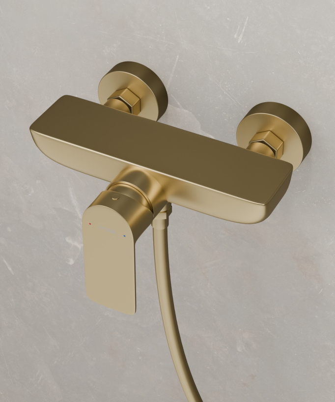 Wall-Mounted Shower Mixer - Brushed Gold - Nunki