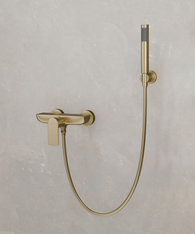 Wall-Mounted Shower Mixer - Brushed Gold - Nunki
