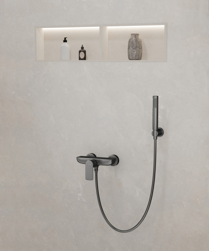 Wall-Mounted Shower Mixer - Gunmetal - Nunki