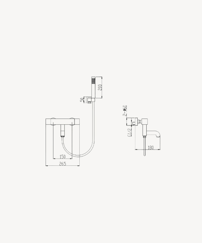 Wall-Mounted Thermostatic Bath Mixer - Gold - Sirius