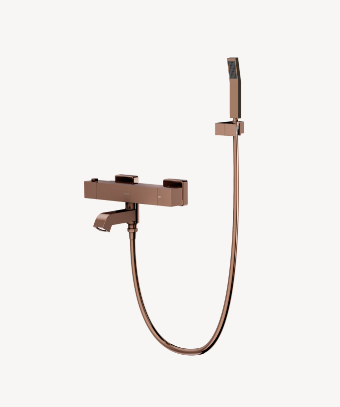 Wall-Mounted Thermostatic Bath Mixer - Rose Gold - Sirius