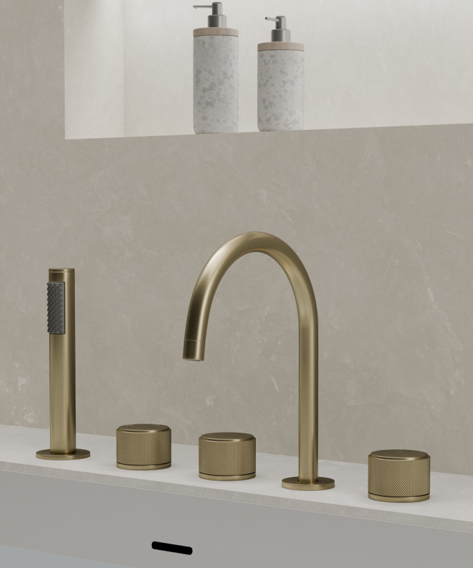 5-hole deck-mounted bath mixer tap – Leros