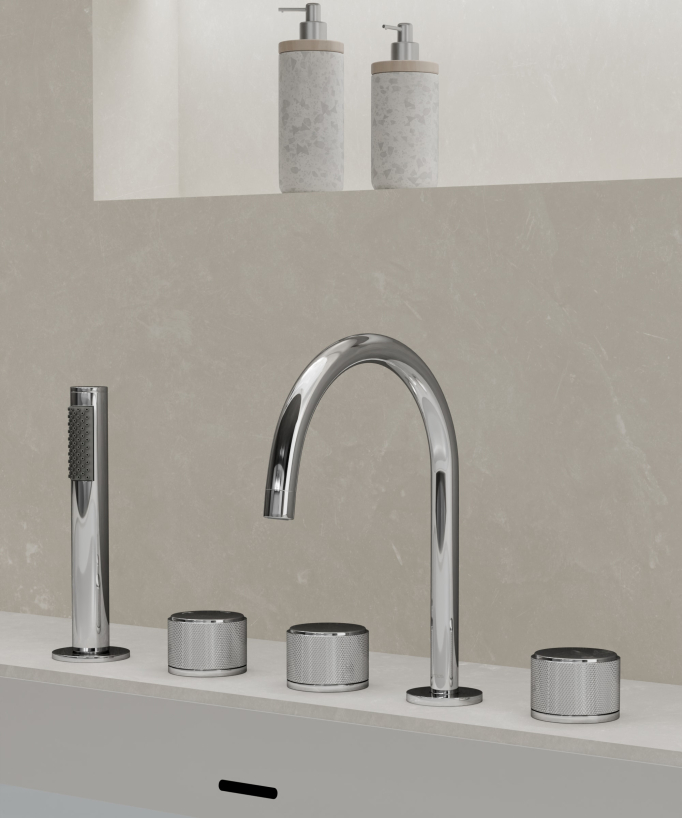 5-hole deck-mounted bath mixer tap – Leros