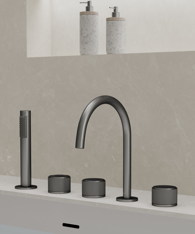 5-hole deck-mounted bath mixer tap – Leros