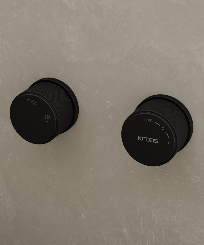 Concealed bath mixer set with hand shower black - Leros