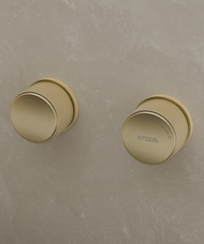 Concealed bath mixer set with hand shower brushed gold - Leros
