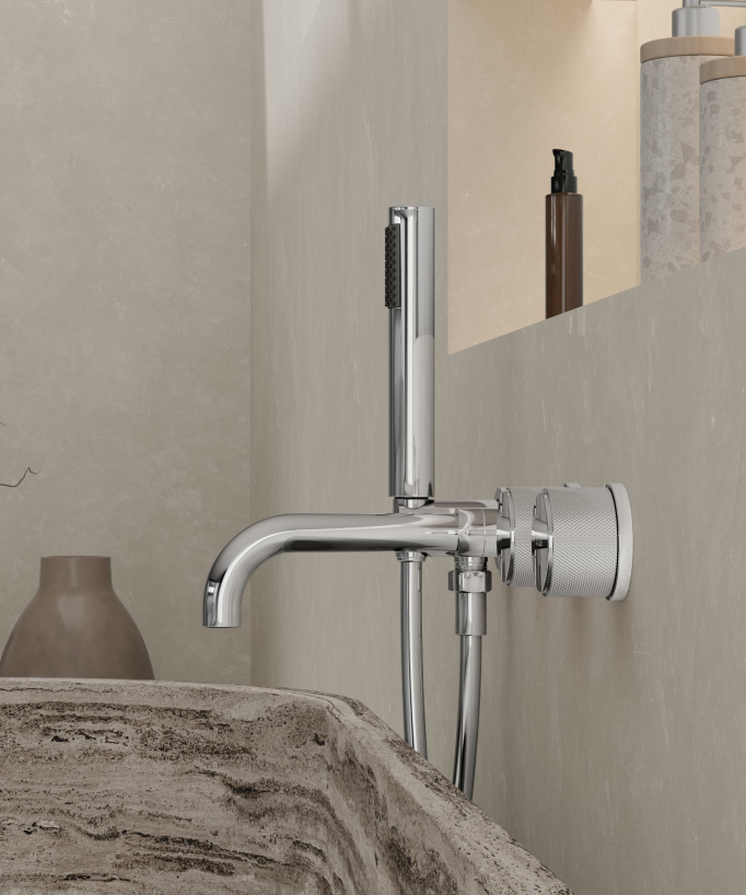 Concealed bath mixer set with hand shower chrome - Leros