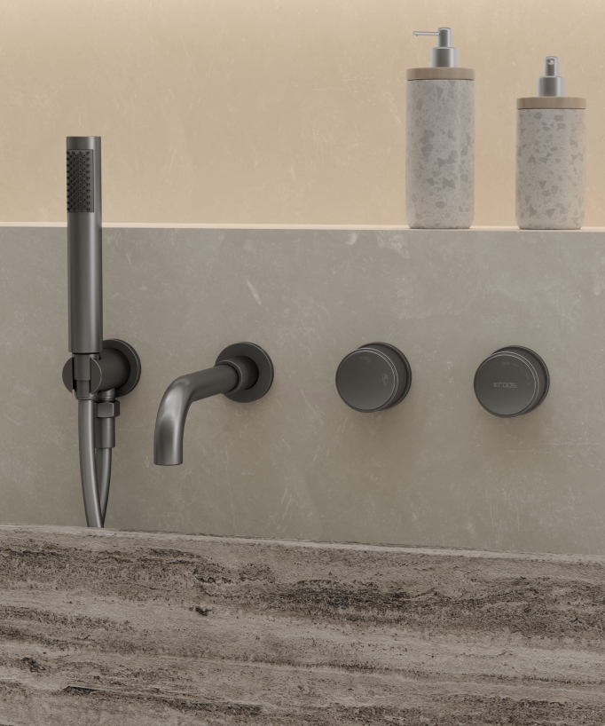 Concealed wall-mounted bath mixer set – Leros