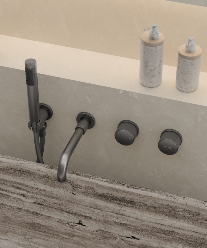 Concealed bath mixer set with hand shower gunmetal - Leros