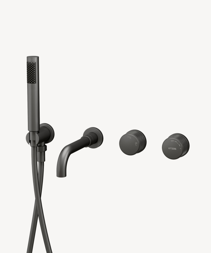 Concealed bath mixer set with hand shower gunmetal - Leros