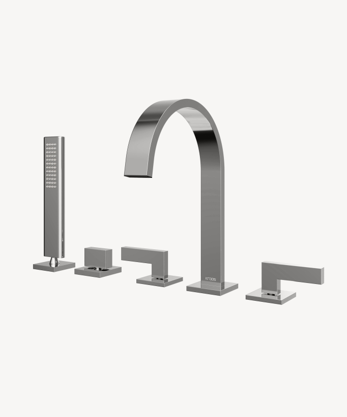 5-hole deck-mounted bath mixer set chrome - Fiumina
