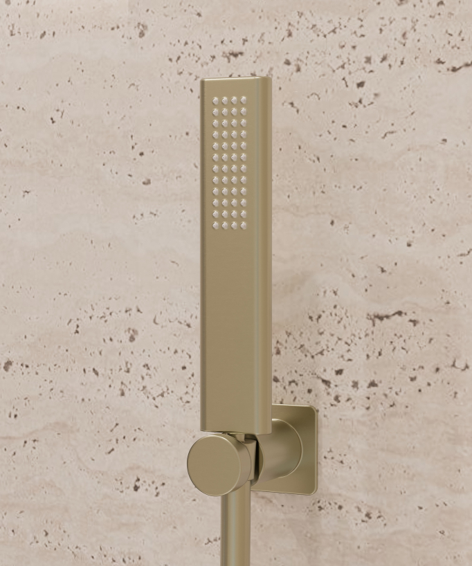 Wall-mounted shower mixer brushed gold - Fiumina