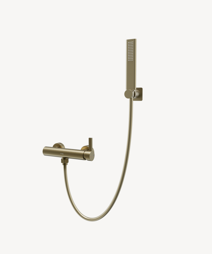 Wall-mounted shower mixer brushed gold - Fiumina