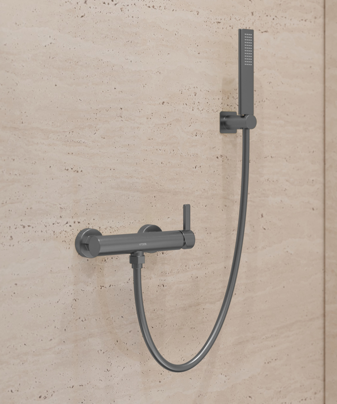 Wall-mounted shower mixer gunmetal - Fiumina