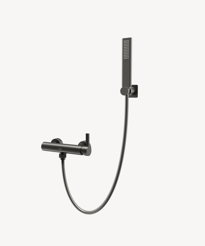 Wall-mounted shower mixer gunmetal - Fiumina