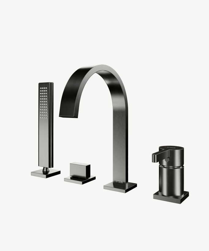 4-hole deck-mounted bath tap gunmetal - Fiumina