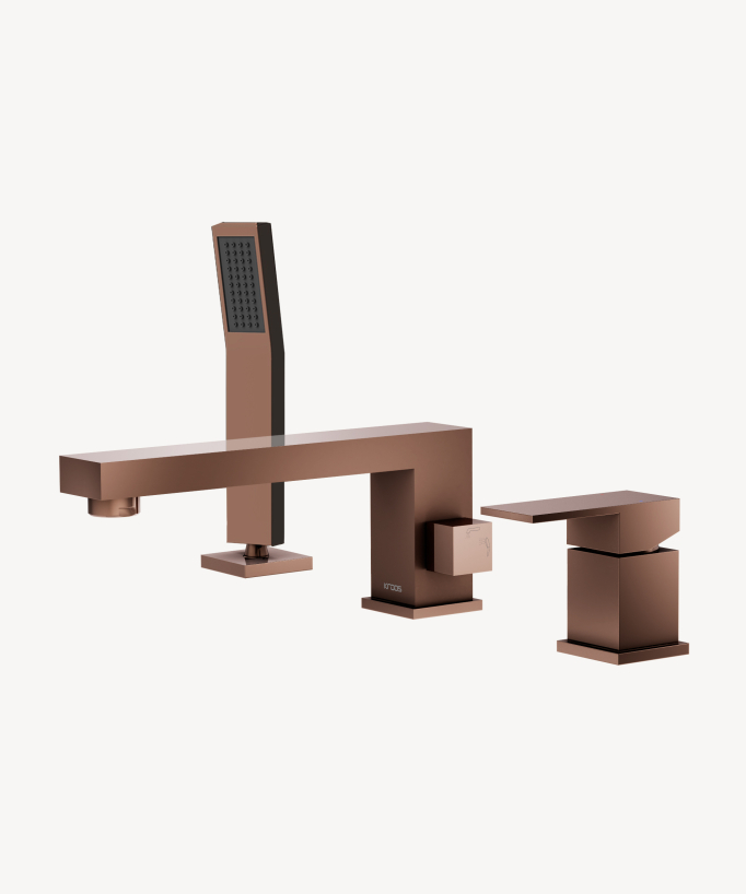 3-Hole Deck-Mounted Bath-Shower Mixer - Rose Gold - Sirius