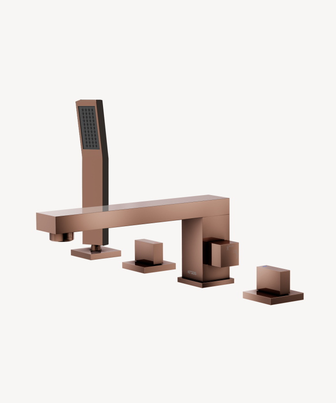 4-Hole Deck-Mounted Bath-Shower Mixer - Rose Gold - Sirius