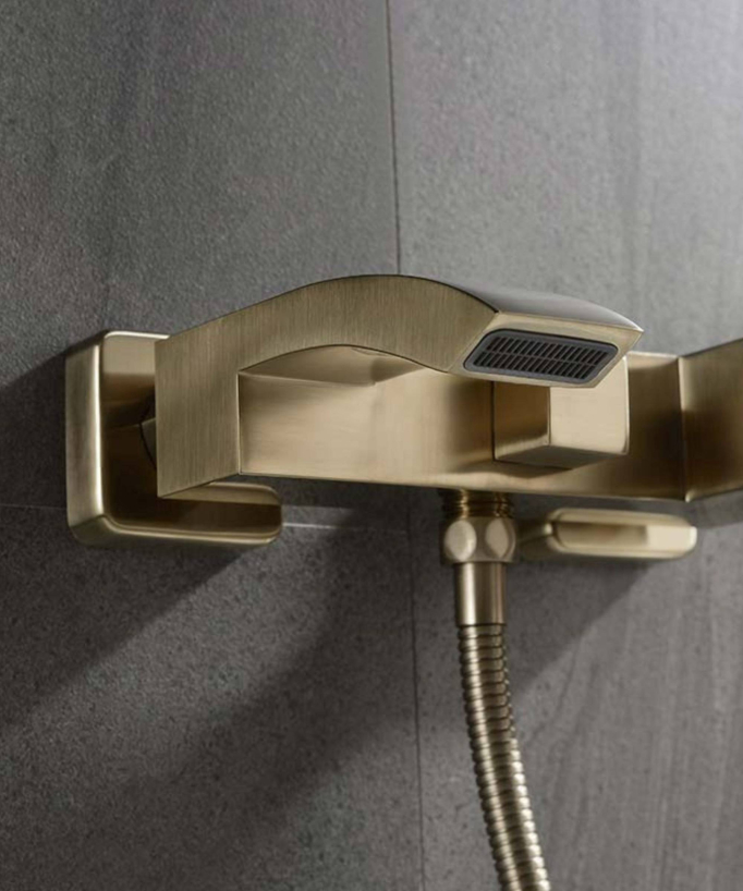 Wall-Mounted Bath Mixer Tap - Brushed Gold - Deneb