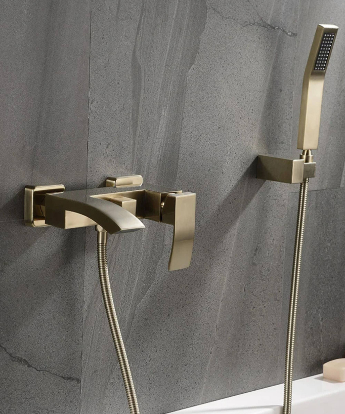 Wall-Mounted Bath Mixer Tap - Brushed Gold - Deneb