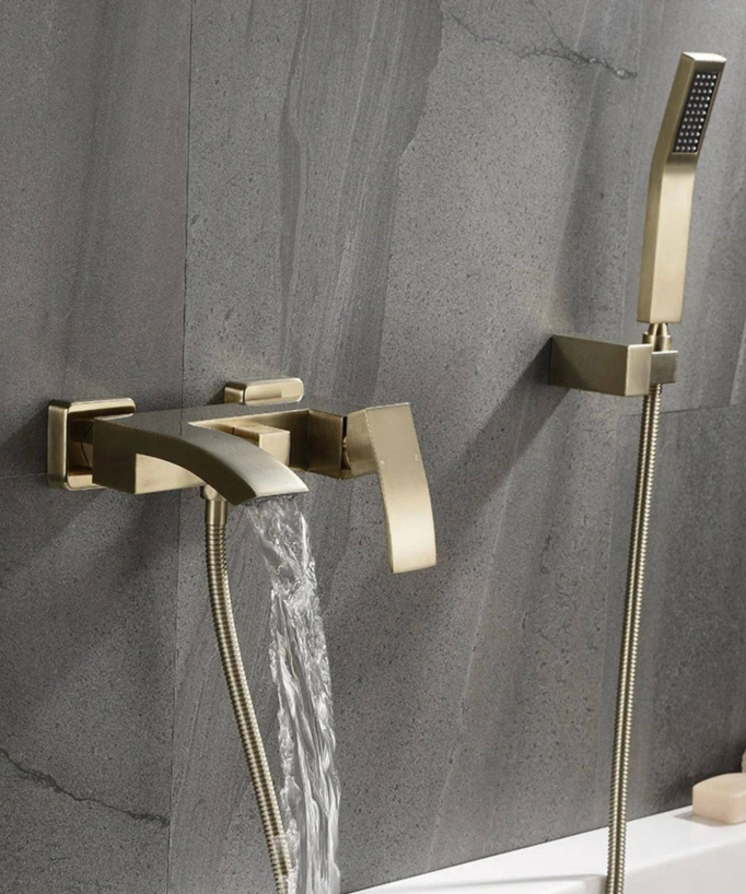 Wall-Mounted Bath Mixer Tap - Brushed Gold - Deneb