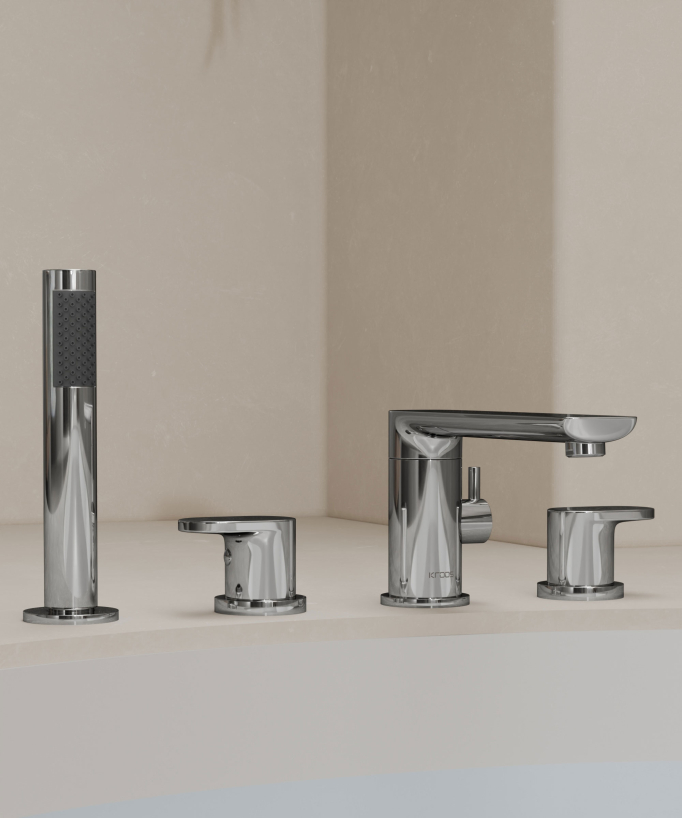 4-Hole Deck-Mounted Bath-Shower Mixer - Chrome - Nunki