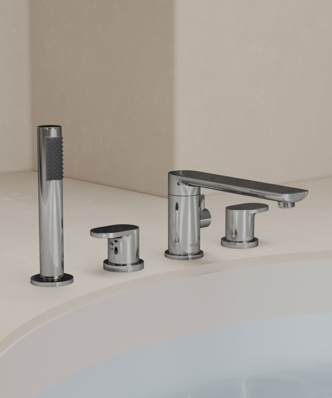 4-Hole Deck-Mounted Bath-Shower Mixer - Chrome - Nunki