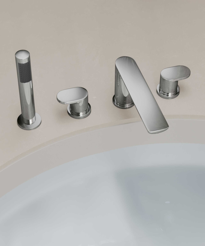 4-Hole Deck-Mounted Bath-Shower Mixer - Chrome - Nunki